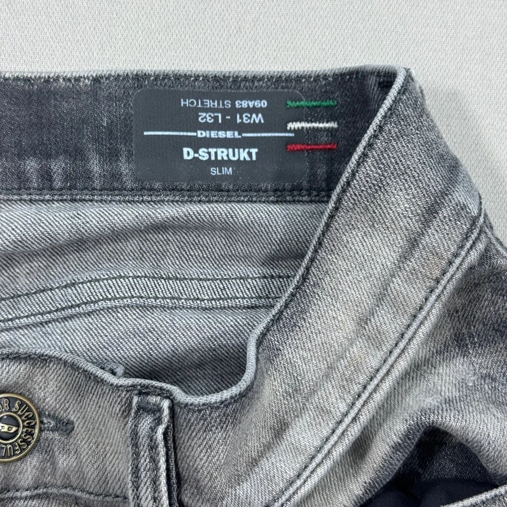 Diesel Jeans Men's 31x32 Black D-Strukt Slim Fit Skinny Stretch Made In Italy - Picture 9 of 14